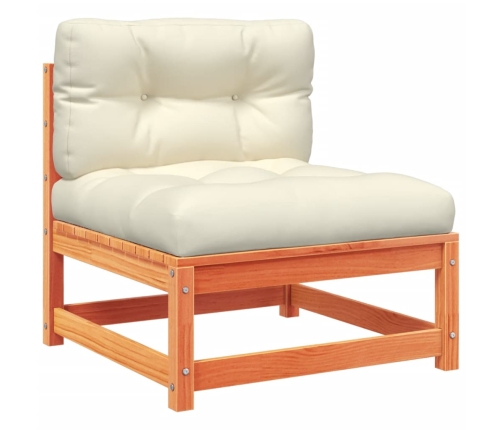 Set de sofás jardín 9 pzas con cojines madera pino marrón cera