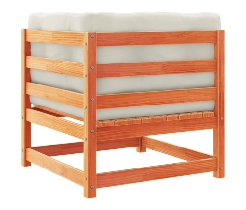 Set de sofás jardín 9 pzas con cojines madera pino marrón cera