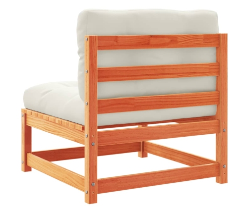 Set de sofás jardín 9 pzas con cojines madera pino marrón cera