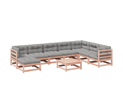 Set de sofás jardín 9 pzas con cojines madera de abeto Douglas