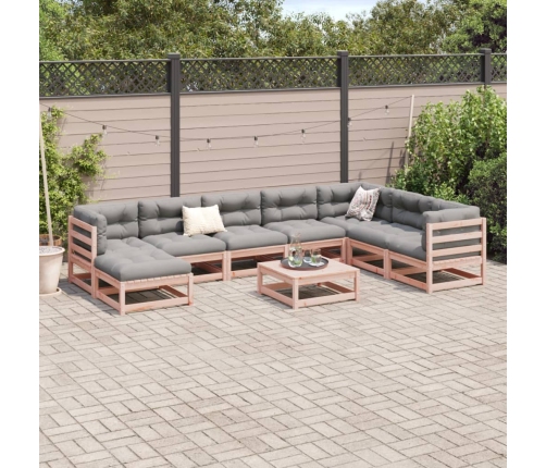 Set de sofás jardín 9 pzas con cojines madera de abeto Douglas