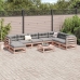 Set de sofás jardín 9 pzas con cojines madera de abeto Douglas