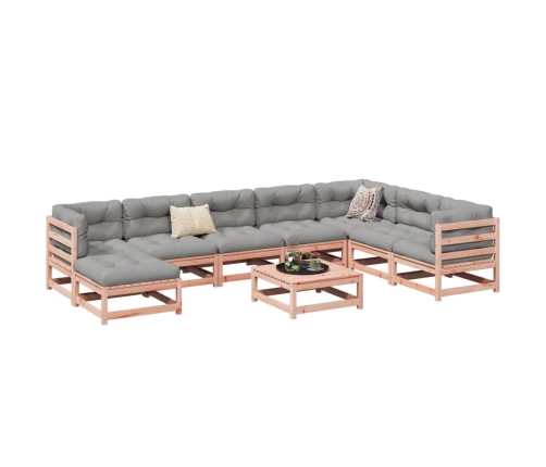 Set de sofás jardín 9 pzas con cojines madera de abeto Douglas