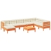 Set de sofás jardín 9 pzas con cojines madera pino marrón cera