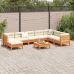 Set de sofás jardín 9 pzas con cojines madera pino marrón cera