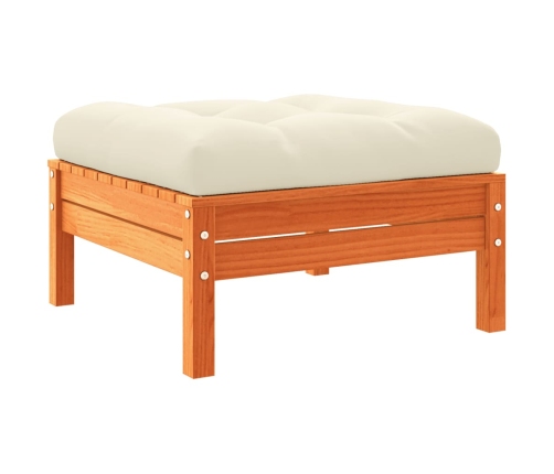 Set de sofás jardín 9 pzas con cojines madera pino marrón cera