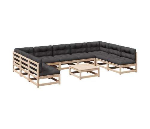 Set de sofás de jardín 10 pzas con conjines madera maciza pino