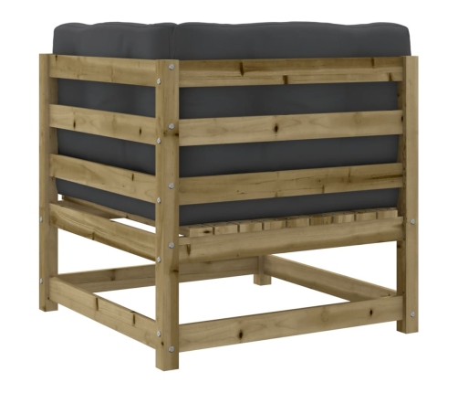 Set de sofás jardín 10 pzas con cojines madera pino impregnada
