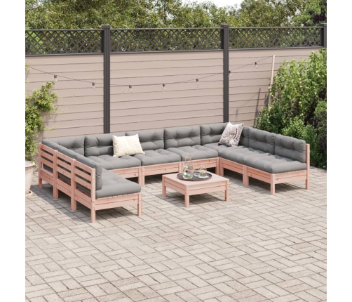 Set de sofás de jardín 10 pzas con cojines madera abeto Douglas