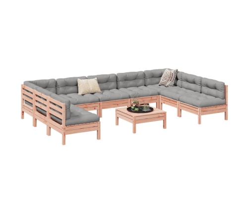 Set de sofás de jardín 10 pzas con cojines madera abeto Douglas