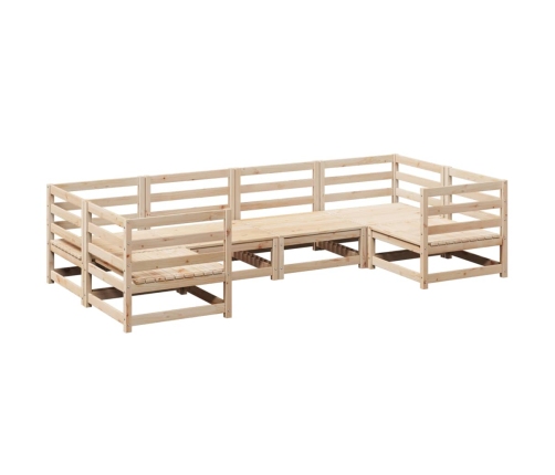 Juego de sofás de jardín 6 piezas madera maciza de pino