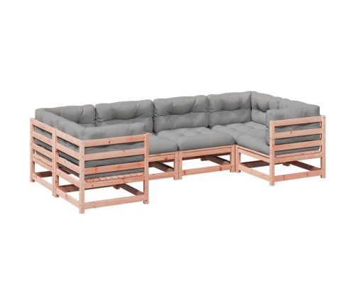Set de sofás jardín 6 pzas con cojines madera abeto Douglas