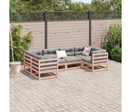 Set de sofás jardín 6 pzas con cojines madera abeto Douglas