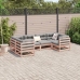 Set de sofás jardín 6 pzas con cojines madera abeto Douglas