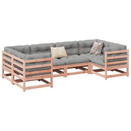 Set de sofás jardín 6 pzas con cojines madera abeto Douglas