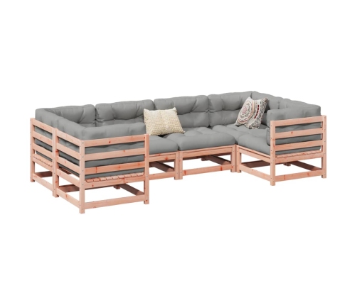 Set de sofás jardín 6 pzas con cojines madera abeto Douglas