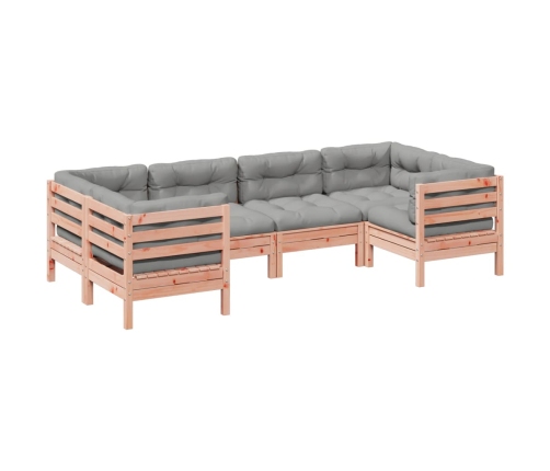 Set de sofás jardín 6 pzas con cojines madera abeto Douglas