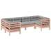 Set de sofás jardín 6 pzas con cojines madera abeto Douglas