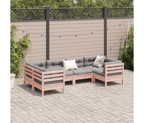 Set de sofás jardín 6 pzas con cojines madera abeto Douglas
