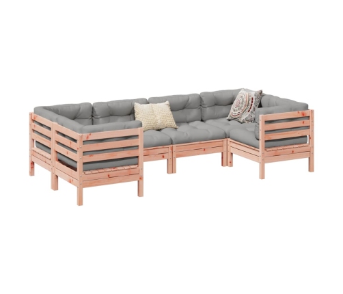 Set de sofás jardín 6 pzas con cojines madera abeto Douglas