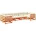 Set de sofás jardín 7 pzas con cojines madera pino marrón cera