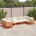 Set de sofás jardín 7 pzas con cojines madera pino marrón cera