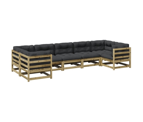 Set de sofás jardín 7 pzas con cojines madera pino impregnada