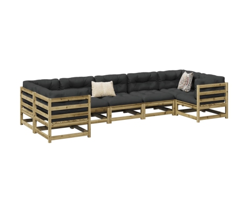 Set de sofás jardín 7 pzas con cojines madera pino impregnada