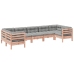 Set de sofás jardín 7 pzas con cojines madera abeto Douglas