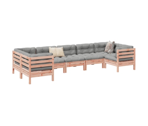 Set de sofás jardín 7 pzas con cojines madera abeto Douglas