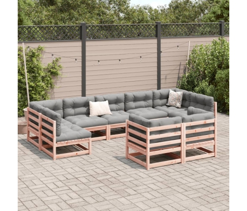 Set de sofás jardín 9 pzas con cojines madera de abeto Douglas