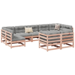 Set de sofás jardín 9 pzas con cojines madera de abeto Douglas