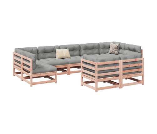 Set de sofás jardín 9 pzas con cojines madera de abeto Douglas