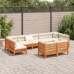 Set de sofás jardín 9 pzas con cojines madera pino marrón cera