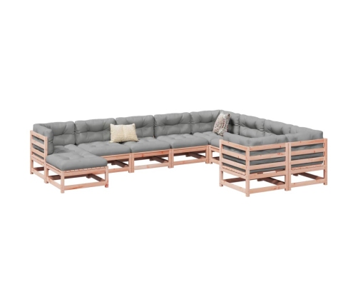Set de sofás de jardín 10 pzas con cojines madera abeto Douglas