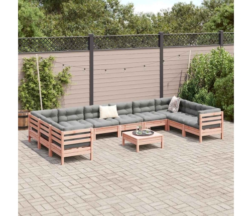 Set de sofás jardín 11 pzas con cojines madera de abeto Douglas
