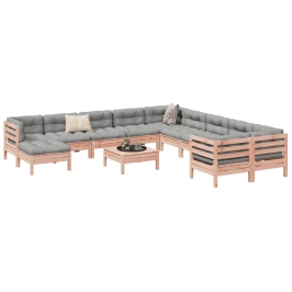 Set de sofás jardín 12 pzas con cojines madera de abeto Douglas