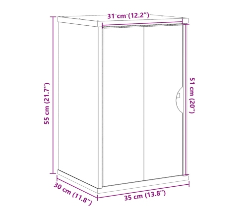 Mueble de baño OTTA madera maciza de pino 35x30x55 cm