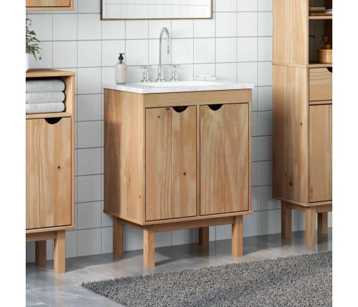 Mueble de lavabo de baño OTTA madera maciza de pino 59x40x80 cm