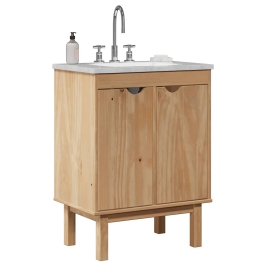 Mueble de lavabo de baño OTTA madera maciza de pino 59x40x80 cm