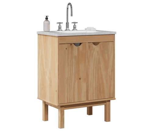 Mueble de lavabo de baño OTTA madera maciza de pino 59x40x80 cm