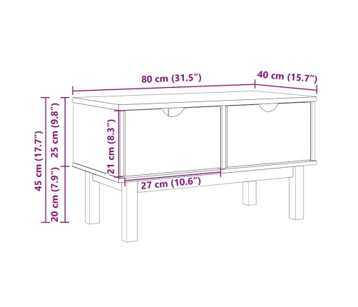 Banco de recibidor OTTA madera maciza de pino 80x40x45 cm