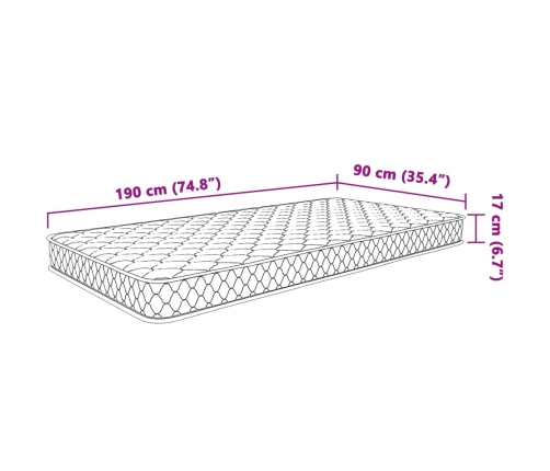 Colchón de espuma viscoelástica blanca 90x190x17 cm