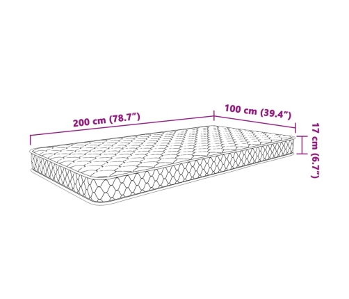Colchón de espuma viscoelástica blanco 100x200x17 cm