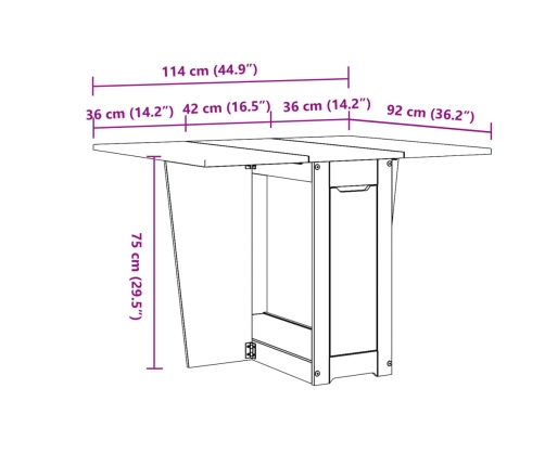 Mesa de comedor plegable mariposa Corona madera pino marrón