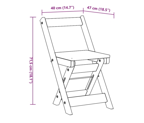 Sillas comedor plegables 4 uds Corona madera pino marrón cera