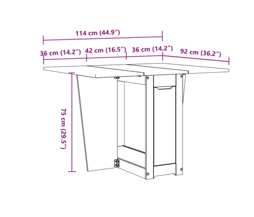 Mesa de comedor plegable mariposa Corona madera pino blanco