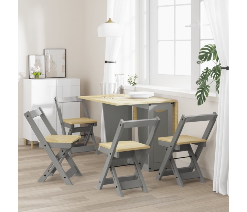 Sillas de comedor plegables 4 uds Corona madera pino gris