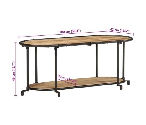 Mueble de TV madera maciza de mango rugosa 100x42x40 cm