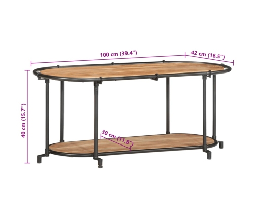 Mueble de TV madera maciza de acacia 100x42x40 cm